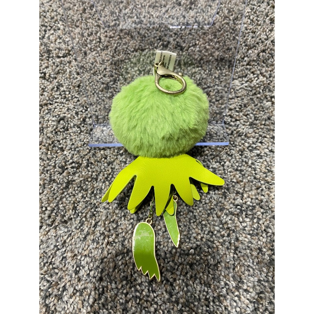 Disney Kermit the Frog Keychain OS Green Excellent Muppets Pom Pom Bag Charm